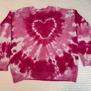 Pink Tie-Dye Heart Sweatshirt